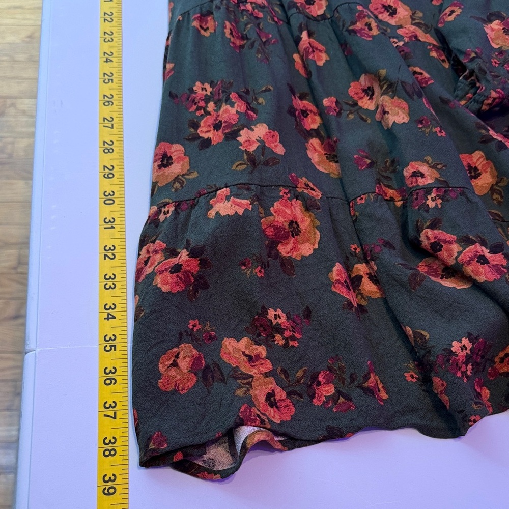 Time and Tru Green Floral Square Neck Midi Dress With Pockets Size XXL - Picture 14 of 16
